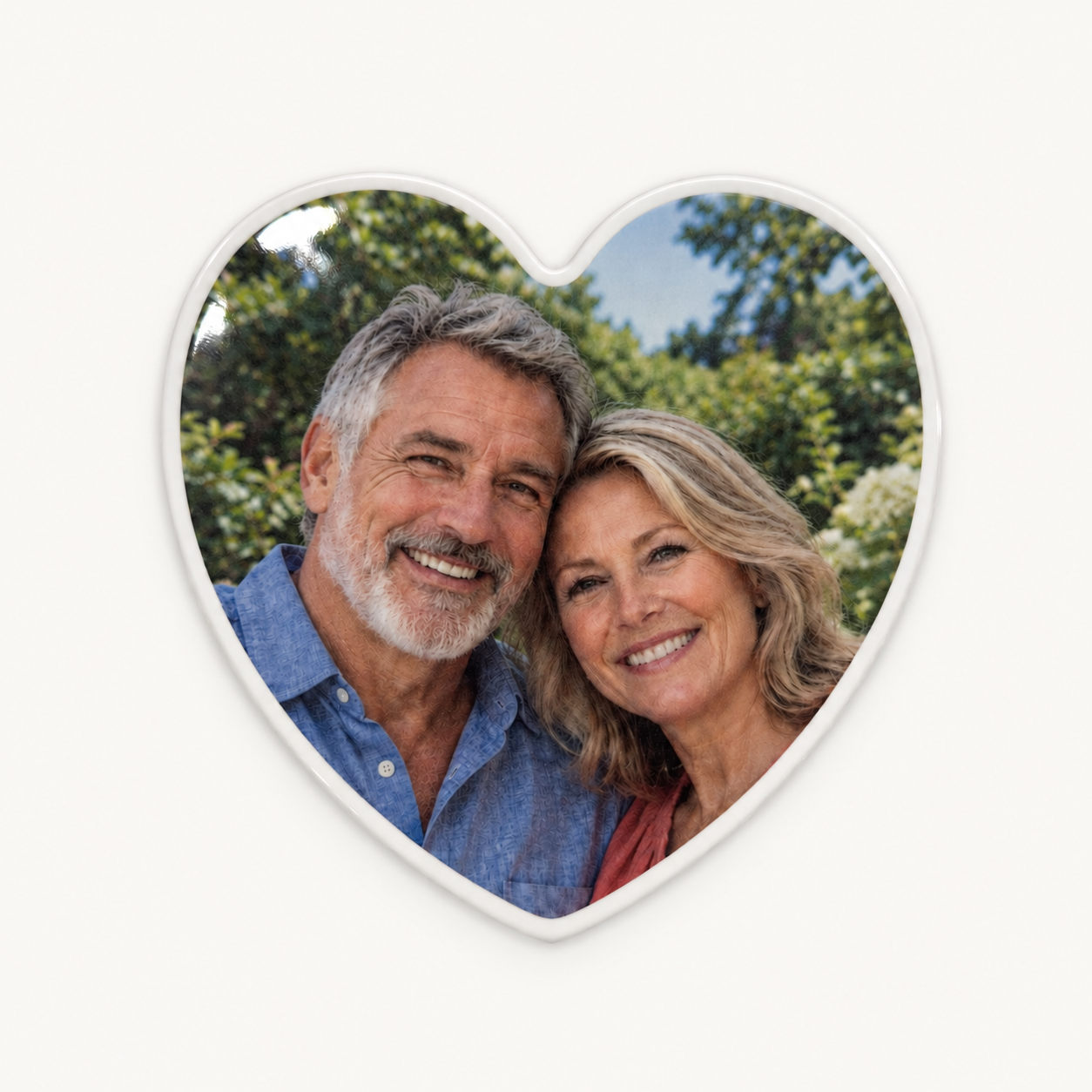 Heart ceramic photo concept with white border